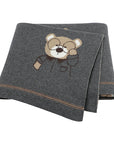 Charcoal - Soft Knit Bear Blanket Baby Stork Swaddling & Receiving Blankets