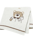 Cream - Soft Knit Bear Blanket Baby Stork Swaddling & Receiving Blankets