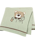Light Green - Soft Knit Bear Blanket Baby Stork Swaddling & Receiving Blankets