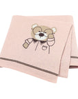 Light Pink - Soft Knit Bear Blanket Baby Stork Swaddling & Receiving Blankets