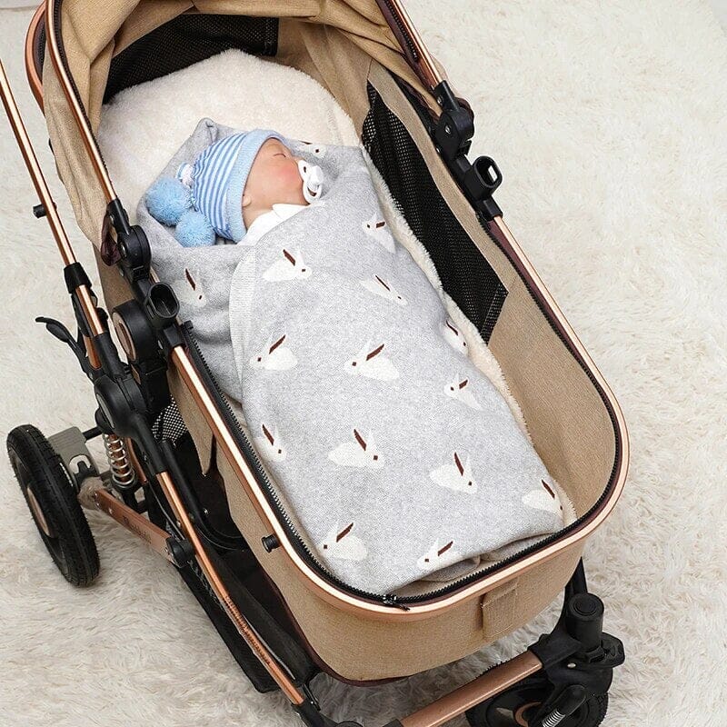 Soft Knit Bunny Blanket Swaddling & Receiving Blankets Storkke