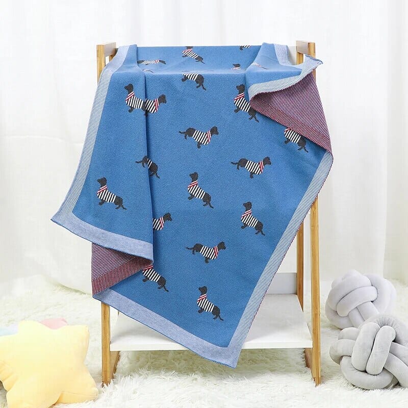- Soft Knit Dachshund Baby Blanket - Available in 6 Colours Storkke Swaddling & Receiving Blankets