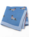 Blue - Soft Knit Dachshund Baby Blanket - Available in 6 Colours Storkke Swaddling & Receiving Blankets