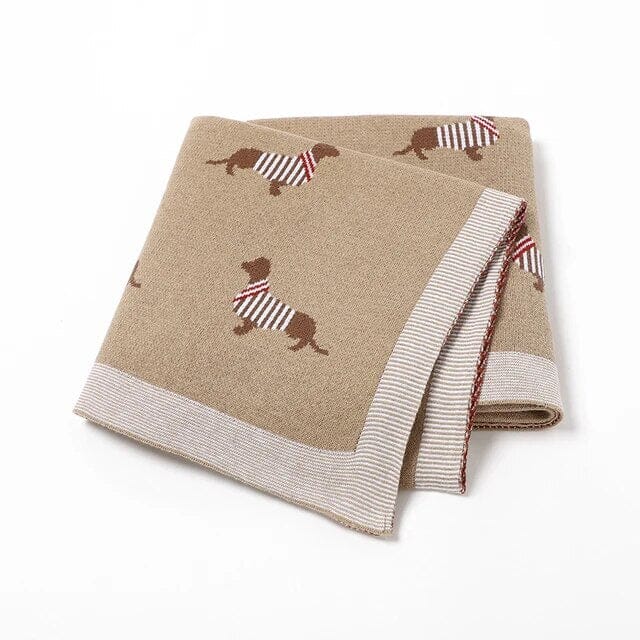 Caramel - Soft Knit Dachshund Baby Blanket - Available in 6 Colours Storkke Swaddling & Receiving Blankets