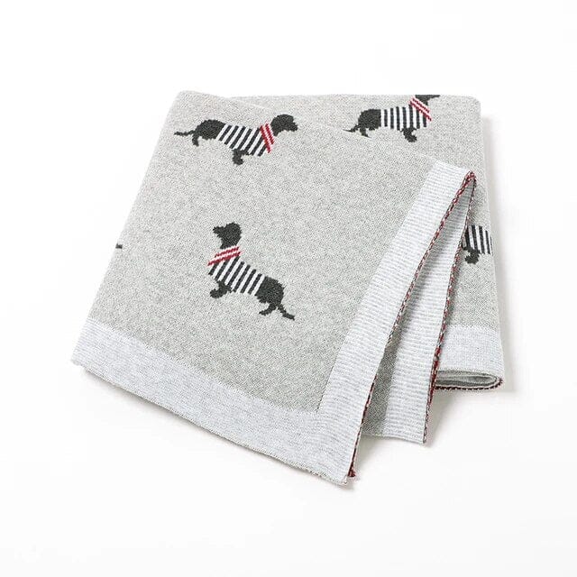 Grey - Soft Knit Dachshund Baby Blanket - Available in 6 Colours Storkke Swaddling & Receiving Blankets