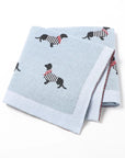 Light blue - Soft Knit Dachshund Baby Blanket - Available in 6 Colours Storkke Swaddling & Receiving Blankets