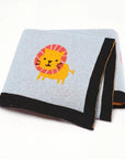 Light Blue - Soft Knit Lion Blanket Baby Stork Swaddling & Receiving Blankets