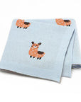 Light Blue - Soft Knit Llama Blanket Storkke Swaddling & Receiving Blankets