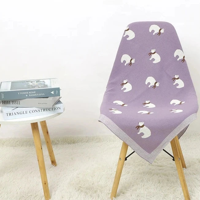 - Soft Knit Polar Bear Blanket Baby Stork Swaddling & Receiving Blankets