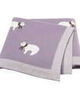 Lilac - Soft Knit Polar Bear Blanket Baby Stork Swaddling & Receiving Blankets
