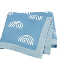 Light Blue - Soft Knit Rainbow Blanket Baby Stork Swaddling & Receiving Blankets