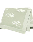 Light Green - Soft Knit Rainbow Blanket Baby Stork Swaddling & Receiving Blankets