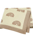 Tan - Soft Knit Rainbow Blanket Baby Stork Swaddling & Receiving Blankets