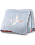 Light Blue - Soft Knit Stork Blanket Baby Stork Swaddling & Receiving Blankets