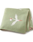 Light Green - Soft Knit Stork Blanket Baby Stork Swaddling & Receiving Blankets