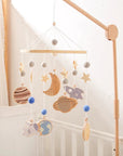 - Cosmic Explorer Nursery Mobile with Wooden Space Figures Baby Stork Baby Mobile