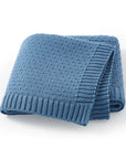 Sea Blue - Super Soft Knitted Baby Blanket - Ideal for Swaddling and Stroller Cover Baby Stork Swaddling & Receiving Blankets