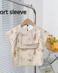 Mouse (Short Sleeve) - Ultimate Baby Smock Bib - Waterproof, Long Sleeves & Catch-All Pocket Baby Stork Bibs