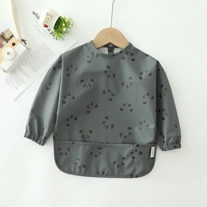 Panda - Patterned Baby Smock Bib – Waterproof Long Sleeve Feeding & Playtime Bib | Baby Stork Baby Stork Bibs