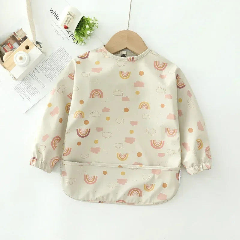 Rainbow - Patterned Baby Smock Bib – Waterproof Long Sleeve Feeding & Playtime Bib | Baby Stork Baby Stork Bibs