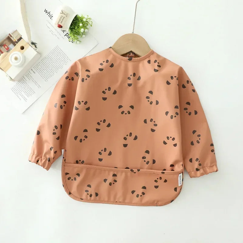 Red Panda - Patterned Baby Smock Bib – Waterproof Long Sleeve Feeding & Playtime Bib | Baby Stork Baby Stork Bibs