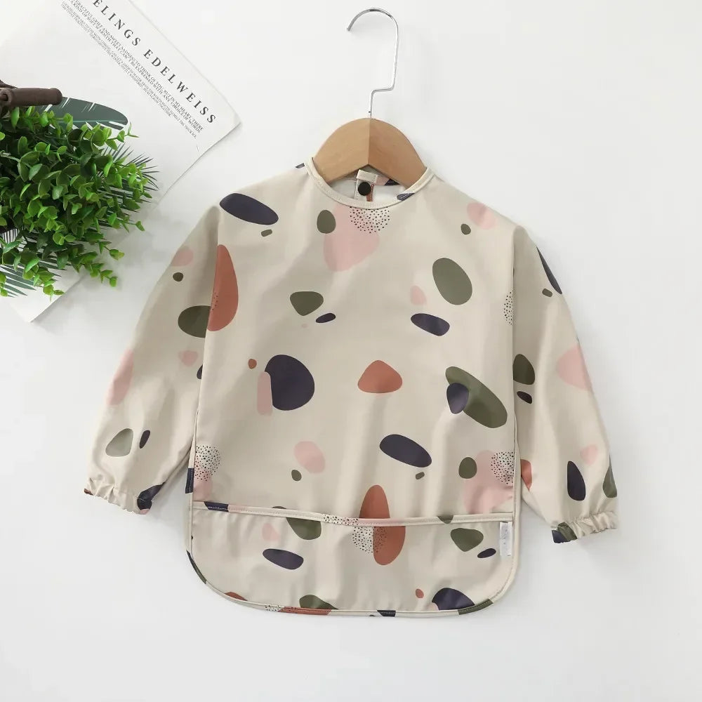 Shapes - Patterned Baby Smock Bib – Waterproof Long Sleeve Feeding & Playtime Bib | Baby Stork Baby Stork Bibs
