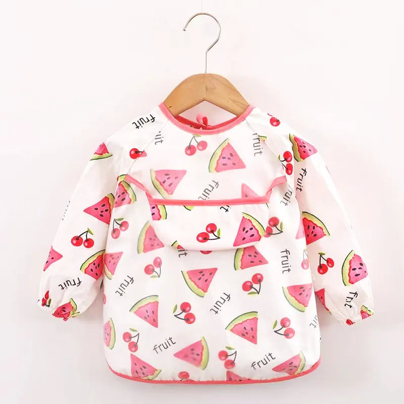 Watermelon - Patterned Baby Smock Bib – Waterproof Long Sleeve Feeding & Playtime Bib | Baby Stork Baby Stork Bibs