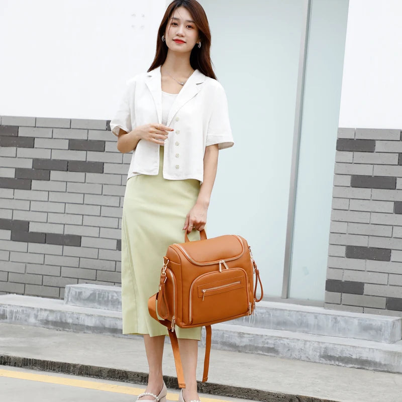 - Vegan Leather Nappy Backpack - Compact and Stylish Baby Bag Baby Stork Diaper Wet Bags