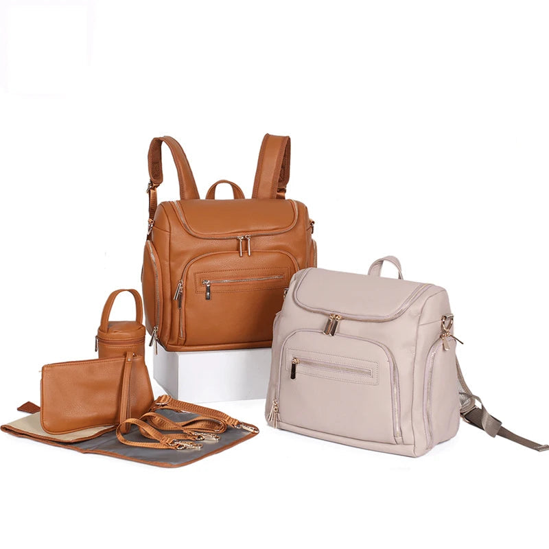- Vegan Leather Nappy Backpack - Compact and Stylish Baby Bag Baby Stork Diaper Wet Bags