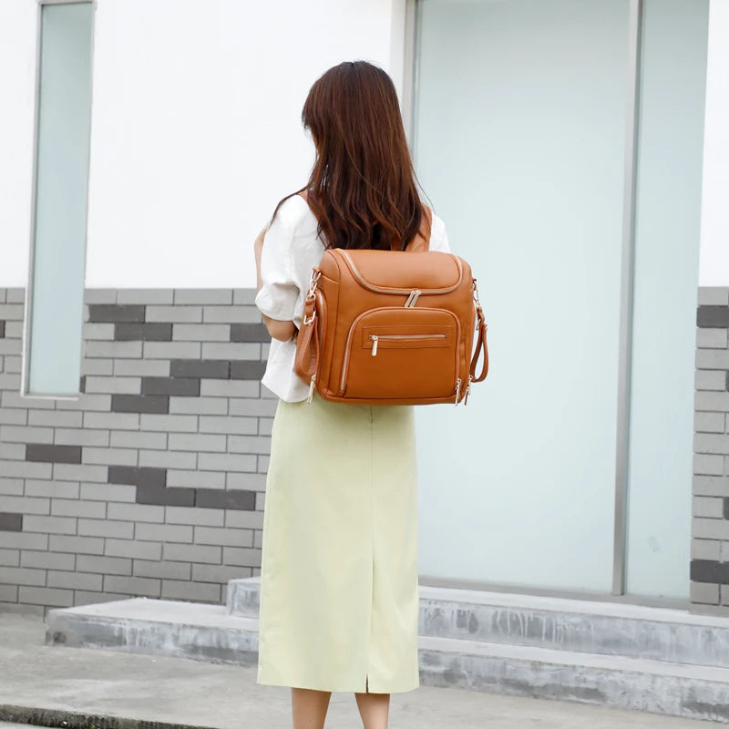 - Vegan Leather Nappy Backpack - Compact and Stylish Baby Bag Baby Stork Diaper Wet Bags