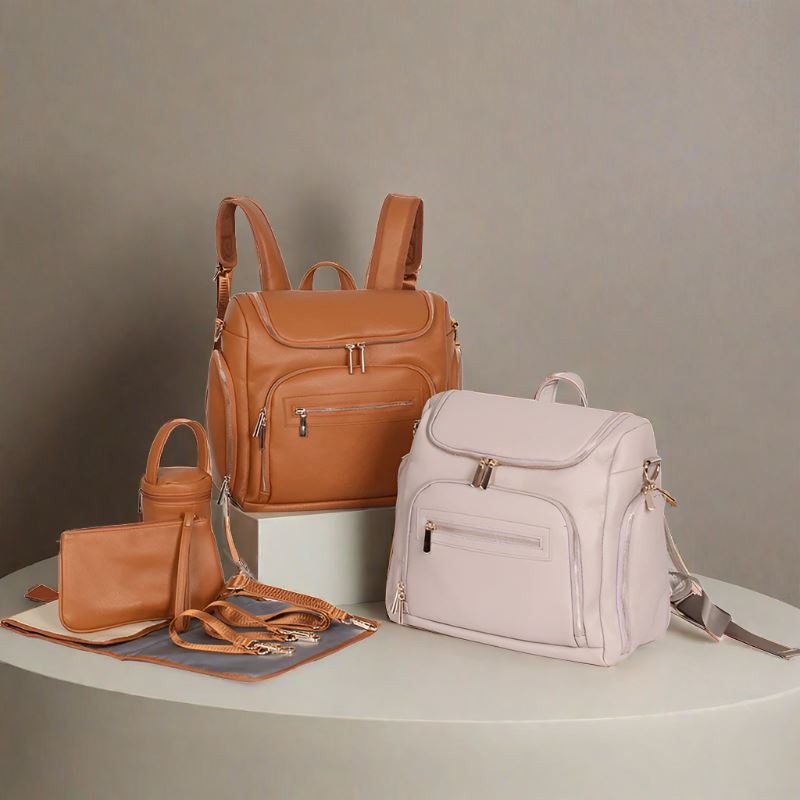 - Vegan Leather Nappy Backpack - Compact and Stylish Baby Bag Baby Stork Diaper Wet Bags