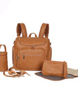 Brown - Vegan Leather Nappy Backpack - Compact and Stylish Baby Bag Baby Stork Diaper Wet Bags