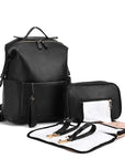 Black - Vegan Leather Nappy Backpack: Style Meets Sustainability Baby Stork Diaper Wet Bags