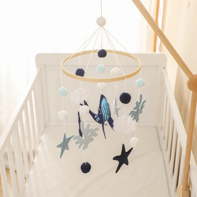 Whale Nursery Mobile with Soothing Musical Bells – Baby Stork