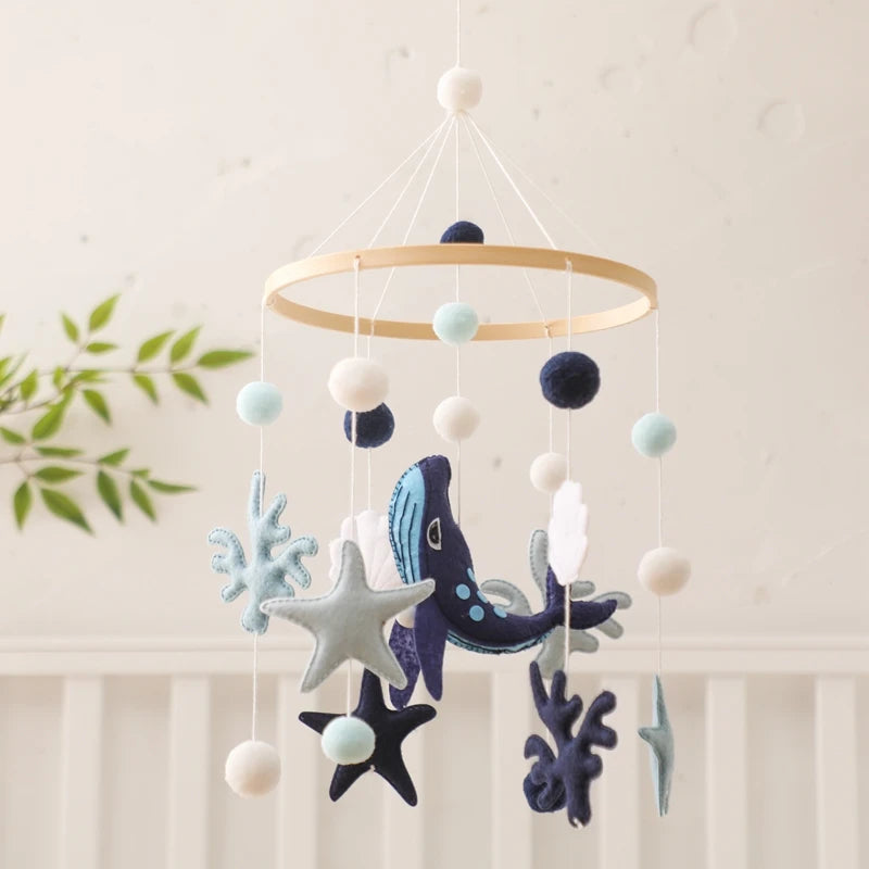 Whale Nursery Mobile with Soothing Musical Bells – Baby Stork