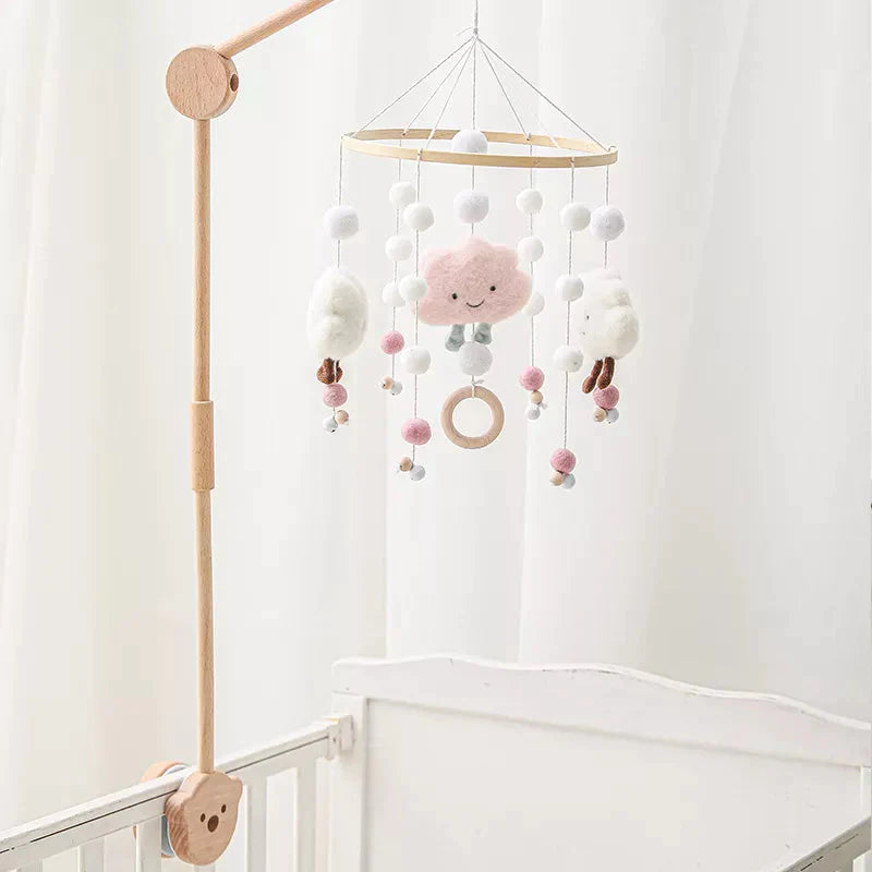 - Wooden Bear Design Baby Cot Mobile Arm Baby Stork Baby Mobile