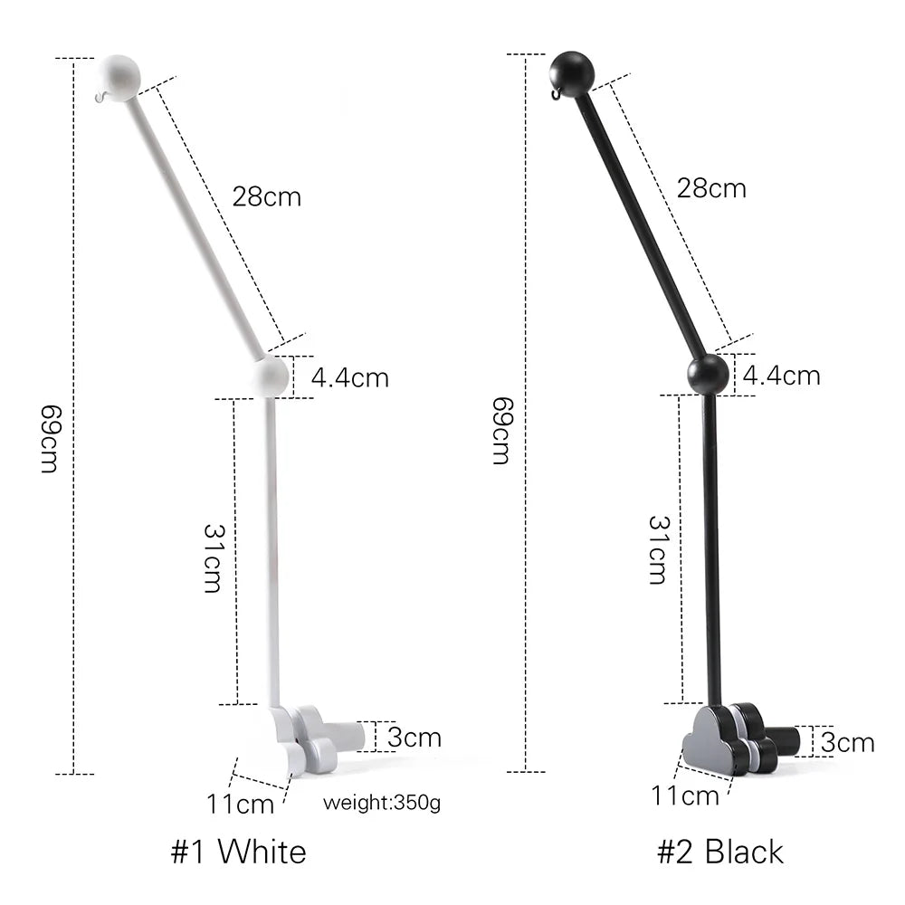 - Wooden Cot Arm - White Cloud Design Baby Stork Baby Mobile