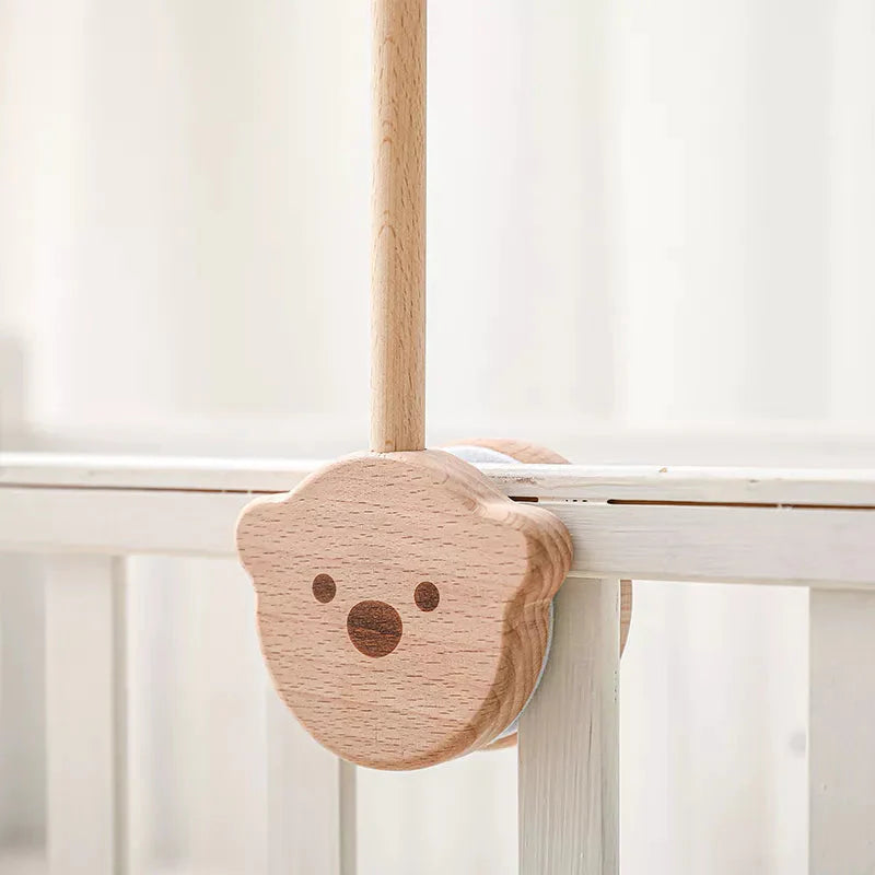 - Wooden Bear Design Baby Cot Mobile Arm Baby Stork Baby Mobile