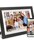 Coffee Wood - Wooden Smart Digital Photo Frame 10.1 Inch 32GB Frameo Digital Photo Frame