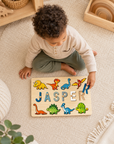 - Personalised Dinosaur Wooden Name Puzzle | Custom Montessori Learning Toy Baby Stork