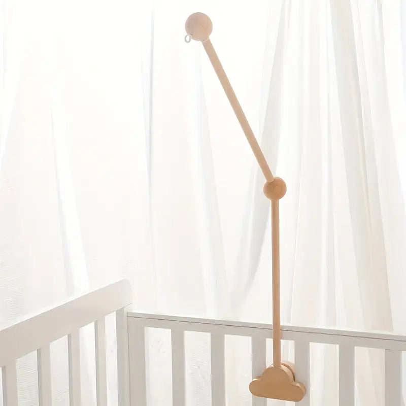 - Wooden Cot Arm - Wood Cloud Design Baby Stork Baby Mobile