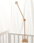 - Wooden Cot Arm - Wood Cloud Design Baby Stork Baby Mobile