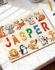- Personalised Wooden Name Puzzle Board | Animal-Themed Montessori Learning Toy Baby Stork