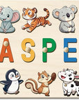 - Personalised Wooden Name Puzzle Board | Animal-Themed Montessori Learning Toy Baby Stork