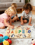 - Personalised Wooden Name Puzzle Board | Animal-Themed Montessori Learning Toy Baby Stork