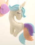- ✨ Magical Unicorn Baby Mobile – Felt Nursery Hanging with Clouds, Birds & Hearts (Pastel Theme) Baby Stork Baby Mobile