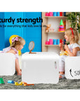 - Kids 3-Piece Table & Chairs Set – Multifunctional Storage Desk (White & Natural) Keezi Kids Furniture > Outdoor > Outdoor Dining Sets
