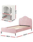 - King Single Velvet Bed Frame with Storage and Bedside Table | Pink Baby Stork Furniture > Bedroom > Beds & Bed Frames