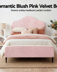 - King Single Velvet Bed Frame with Storage and Bedside Table | Pink Baby Stork Furniture > Bedroom > Beds & Bed Frames