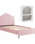 - King Single Velvet Bed Frame with Storage and Bedside Table | Pink Baby Stork Furniture > Bedroom > Beds & Bed Frames